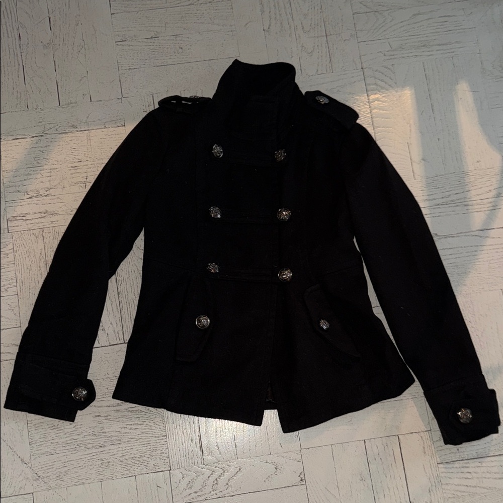 Forever 21 Black Double-Breasted Pea Coat